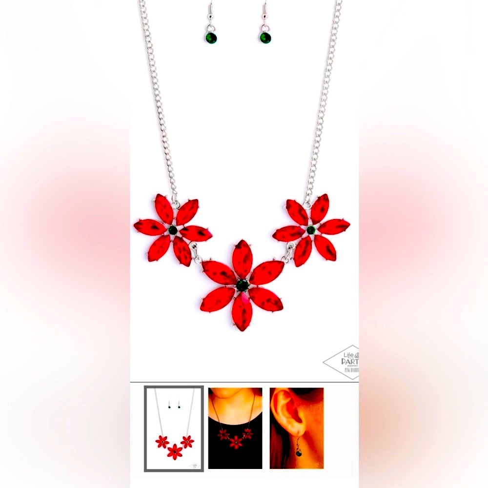 ♥️🎄♥️RARE CHRISTMAS NECKLACE❗️PAPARAZZI “MEADOW MUSE” MULTI RED NECKLACE❗️♥️🎄♥️ - Picture 5 of 8
